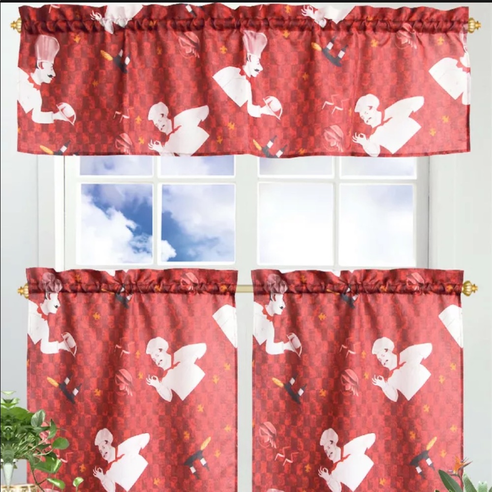 3 Pc. Kitchen Window Curtain Panel Tier & Valance